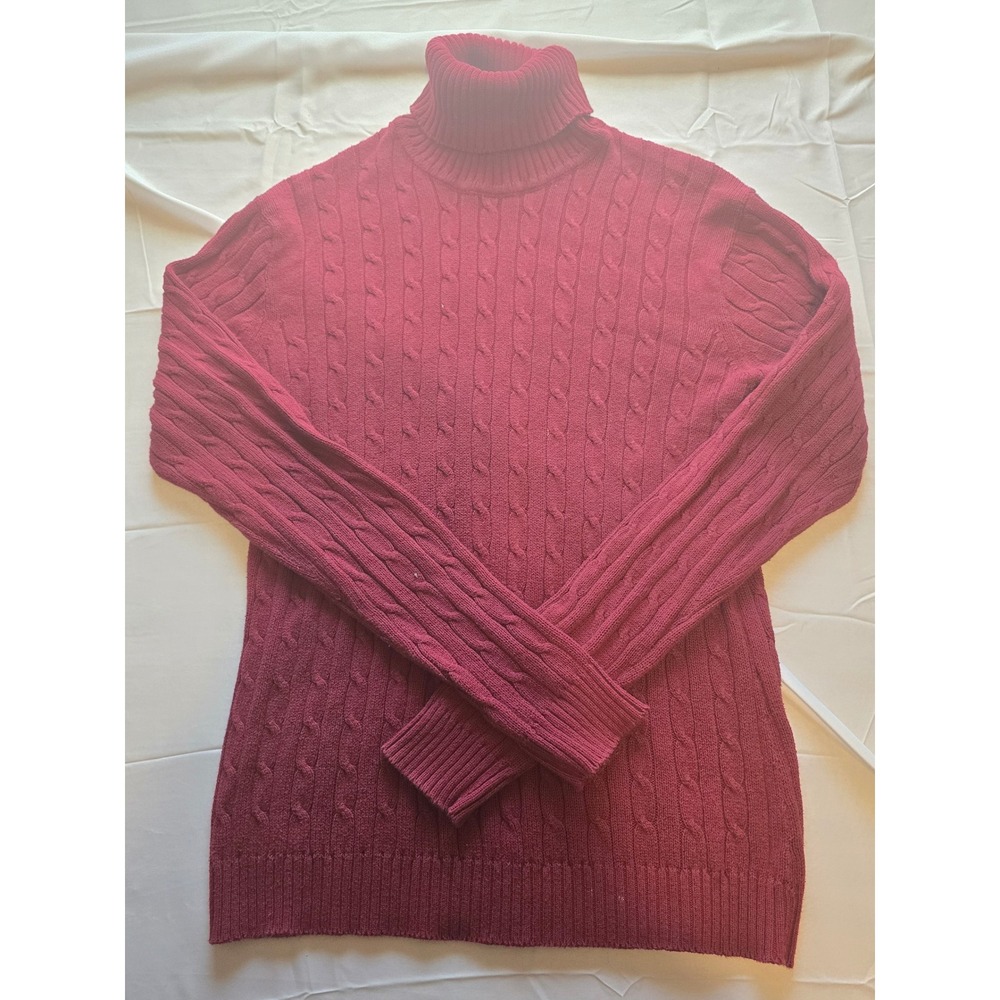 Steve & Barry's‎ XXL Burgundy Cable Knit 100% Cotton Turtleneck Sweater Women's